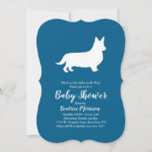 Welsh Corgi Dog Baby shower Blue Boy Kaart (Voorkant)