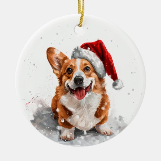 Welsh Corgi Dog Christmas Personalized Keramisch Ornament (Voorkant)