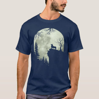 Welsh Corgi Dog en Moon Howl in Forest Dog T-shirt