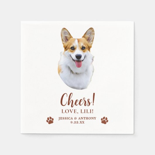 Welsh Corgi Dog Gepersonaliseerde Proost Servet (Voorkant)