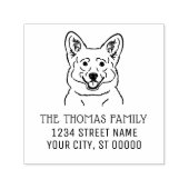 Welsh Corgi Dog Gezichtsnaam Retouradres Zelfinktende Stempel (Design)