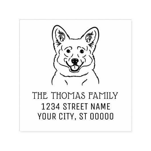 Welsh Corgi Dog Gezichtsnaam Retouradres Zelfinktende Stempel (Design)