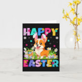Welsh Corgi Dog Happy Easter Egg Hunt Bunny Ear Ea Kaart (Gele Bloem)