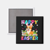 Welsh Corgi Dog Happy Easter Egg Hunt Bunny Ear Ea Magneet (Voorkant / Achterkant)