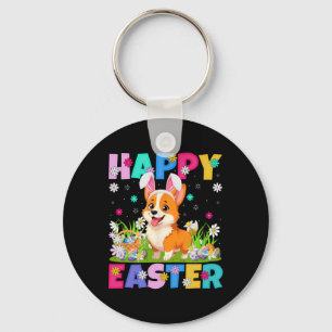 Welsh Corgi Dog Happy Easter Egg Hunt Bunny Ear Ea Sleutelhanger