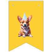 Welsh Corgi Dog in een verjaardagsfeestje Pet Vlaggetjes (Tweede vlag)