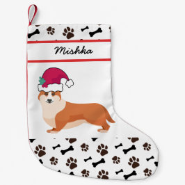 Welsh Corgi Dog Kerstmis met de aangepaste naam Do Kleine Kerstsok