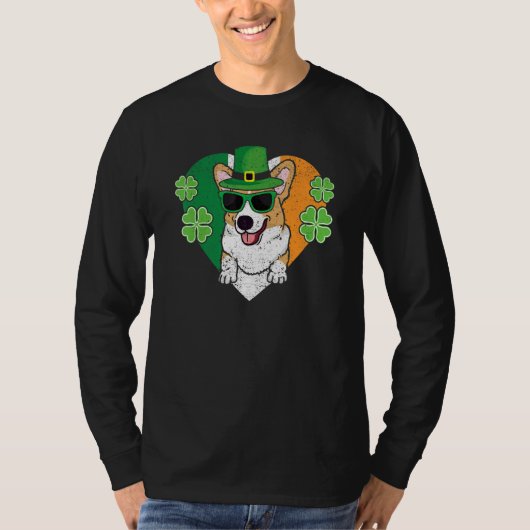 Welsh Corgi Dog Leprechaun Hat Irish Flag St Patri T-shirt (Voorkant)