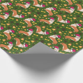 Welsh Corgi Dog met Kerstmis Cadeaupapier (Hoek)