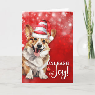 Welsh Corgi Dog Ontketent de vreugde van Kerstmis Feestdagen Kaart
