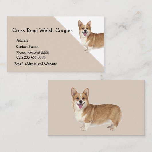 Welsh Corgi Dog Pet Animal Logo Visitekaartje (Voorkant / Achterkant)