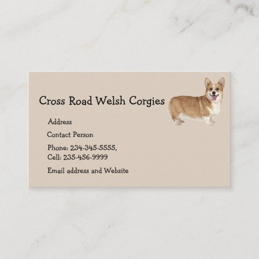 Welsh Corgi Dog Pet Animal Logo Visitekaartje Ma (Voorkant)