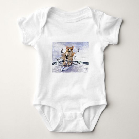 Welsh Corgi dog roeiing Romper (Voorkant)