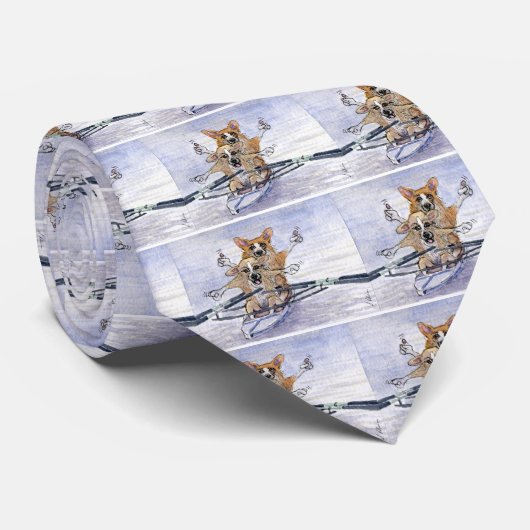 Welsh Corgi dog roeiing Stropdas (Opgerold)