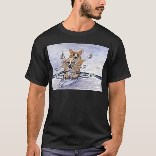 Welsh Corgi dog roeiing T-shirt (Voorkant)