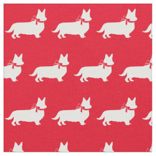 Welsh Corgi Dog Silhouette Pembroke Red Stof