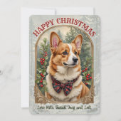 Welsh Corgi Dog  Style Kerst Kaart (Voorkant)