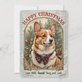 Welsh Corgi Dog  Style Kerst Kaart