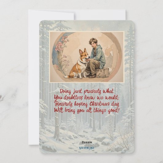 Welsh Corgi Dog  Style Kerst Kaart (Achterkant)