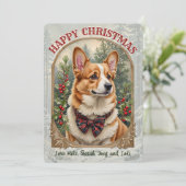 Welsh Corgi Dog  Style Kerst Kaart (Staand voorkant)