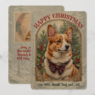Welsh Corgi Dog  Style Kerst Kaart