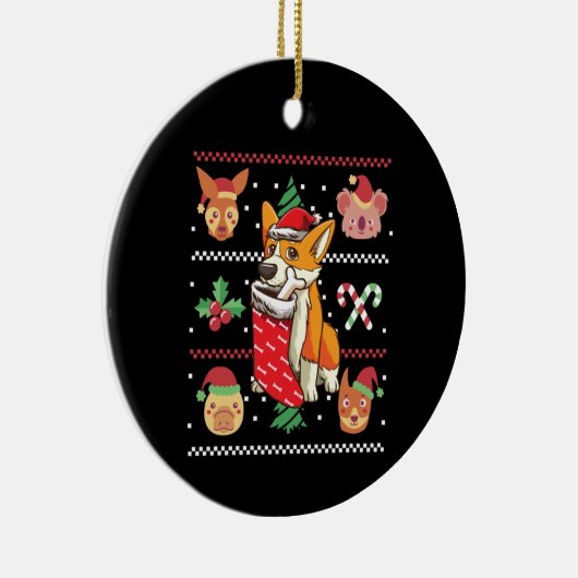 Welsh Corgi Dog Ugly Kerstmis Keramisch Ornament (Rechts)