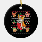Welsh Corgi Dog Ugly Kerstmis Keramisch Ornament (Voorkant)
