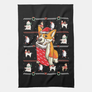 Welsh Corgi Dog Ugly Kerstmis Theedoek
