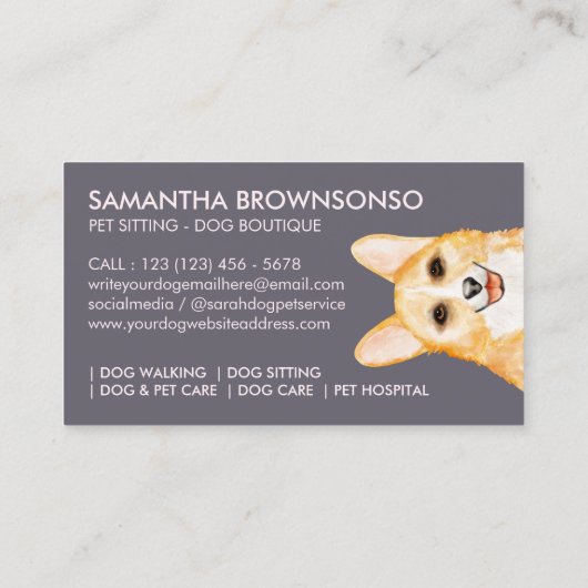 Welsh Corgi Dog Visitekaartje (Achterkant)