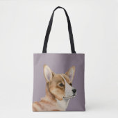 Welsh Corgi Dog Waterverf Painting Tote Bag (Voorkant)