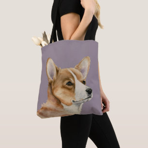 Welsh Corgi Dog Waterverf Painting Tote Bag