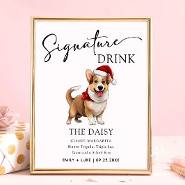Welsh Corgi Dog Wedding Signature Drink teken Poster