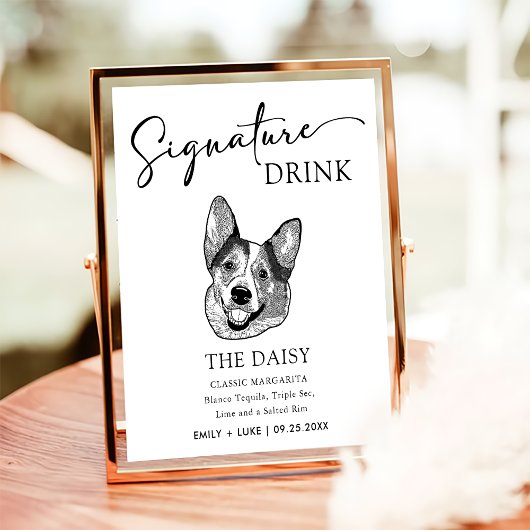 Welsh Corgi Dog Wedding Signature Drink teken Poster