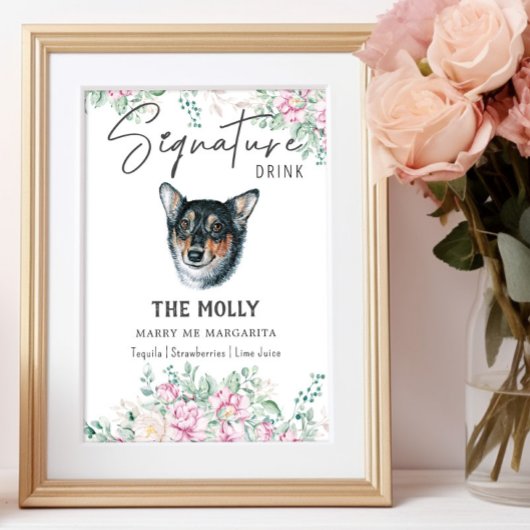 Welsh Corgi Dog Wedding Signature Drink teken Poster