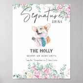 Welsh Corgi Dog Wedding Signature Drink teken Poster (Voorkant)