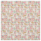 welsh corgi fabric print bloemontwerp stof (Swatch)