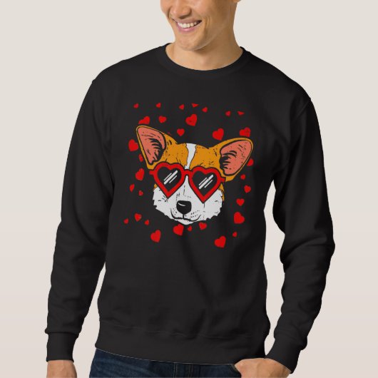Welsh Corgi Face Heart Glasses Cute Dog Trui (Voorkant)