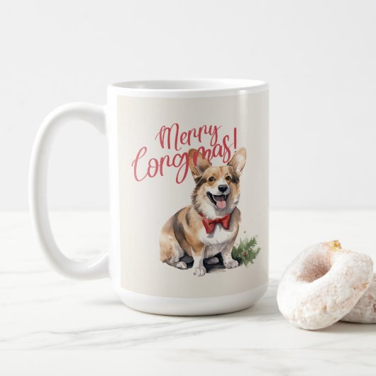 Welsh Corgi Funny Christmas Dog Coffee Mok (Met donut)