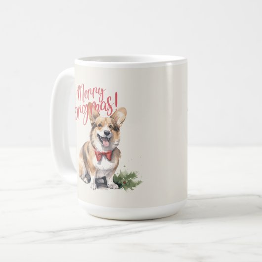 Welsh Corgi Funny Christmas Dog Coffee Mok (Voorkant links)
