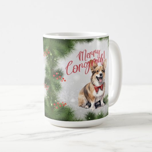 Welsh Corgi Funny Christmas Dog Coffee Mok (Voorkant rechts)