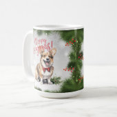 Welsh Corgi Funny Christmas Dog Coffee Mok (Voorkant links)