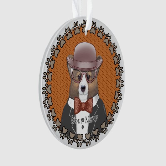 Welsh Corgi Glasses Ornament (voorkant)