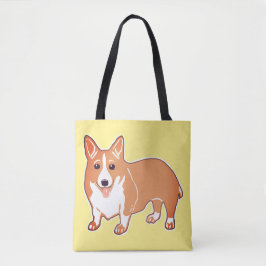 Welsh Corgi Happy Yellow Canvas tas