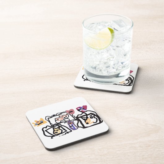 Welsh Corgi hearts  Bier Onderzetter (Rechterzijde)