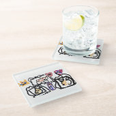 Welsh Corgi hearts  Glazen Onderzetter (Schuin)