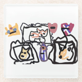 Welsh Corgi hearts  Glazen Onderzetter