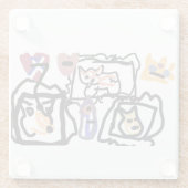 Welsh Corgi hearts  Glazen Onderzetter (Achterkant)