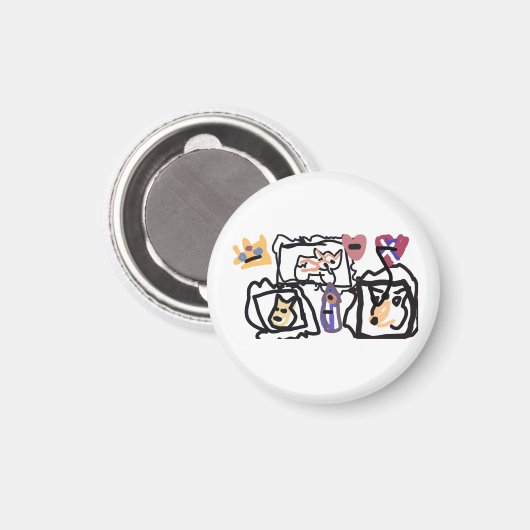 Welsh Corgi hearts  Magneet (Voorkant / Achterkant)