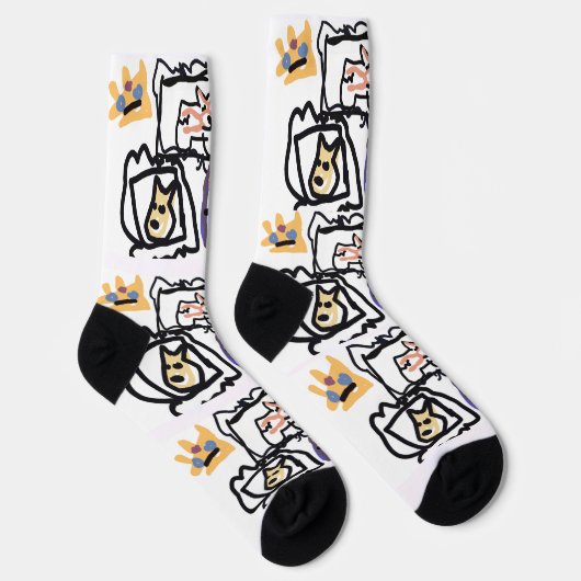 Welsh Corgi hearts  Sokken (Rechts)