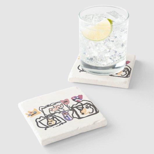 Welsh Corgi hearts Stenen Onderzetter (Zijkant)